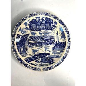 Vernon Kilns State Plate  10.5 Inches Blue Ceramic  Lively's Lookout Museum